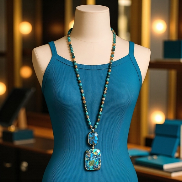 Radiant Orgonite Energy Pendant & Vibrant Crystal Beads Boho-Chic Necklace - Picture 6 of 13